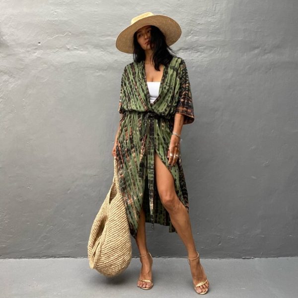 Kristi™ - Harmonie des Grüns Batik-Kimono Online