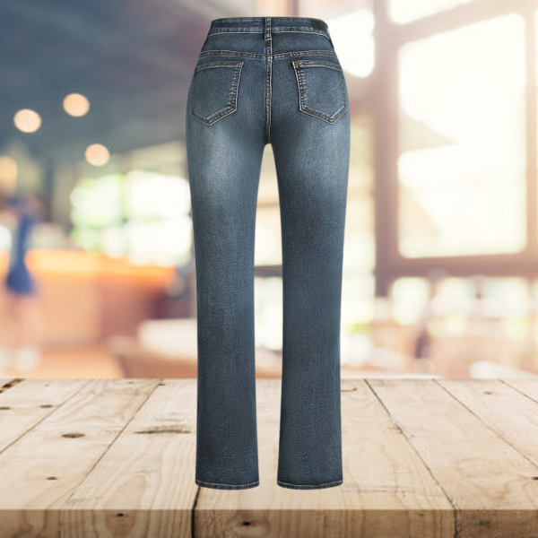 Yvonne - Weinlese lässig bedruckte Denim Schlaghose Jetzt online