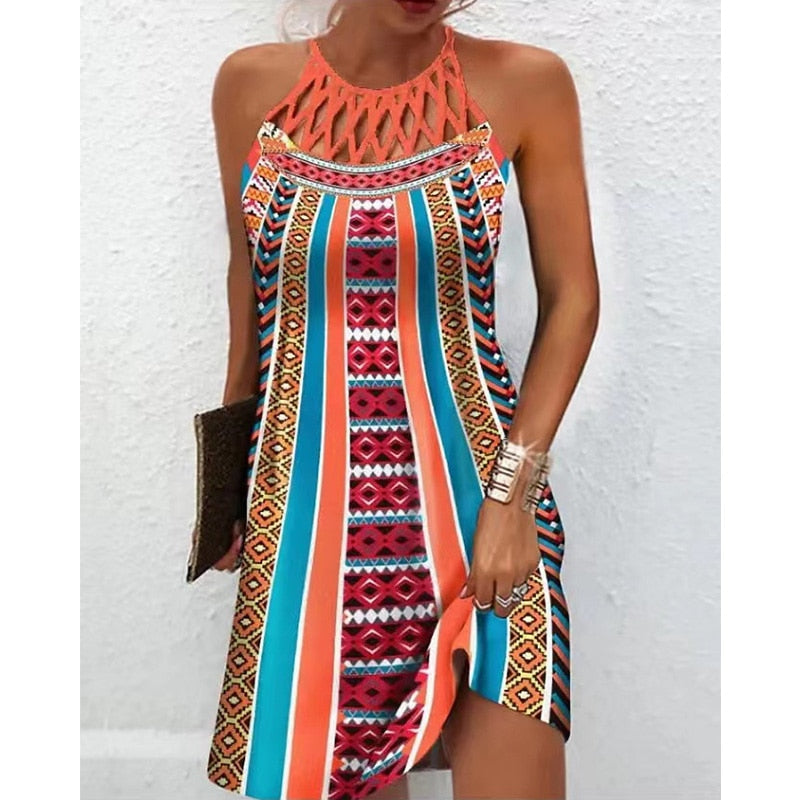 Yssa™ | Bedrucktes Kleid mit Haltern Online-Verkauf