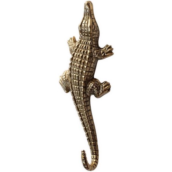 Chewy Crocodile Hook, Recycled brass, Handmade 20 x 7.5 x 4 cm Online
