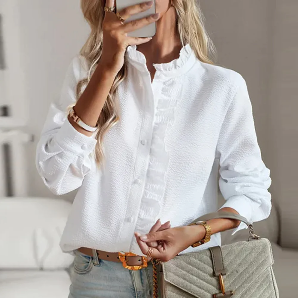 Annika | Stylische Langarmbluse in Monochrom Online