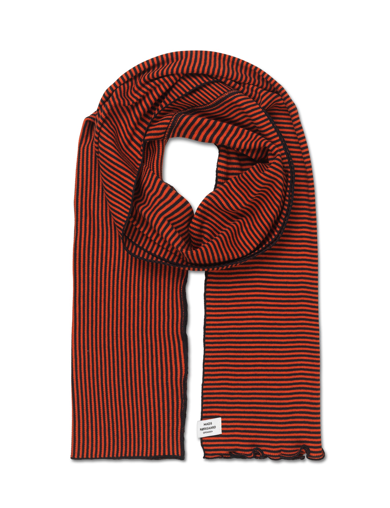 2×2 Cotton Stripe Thea Scarf, Fiery Red Black Zu verkaufen